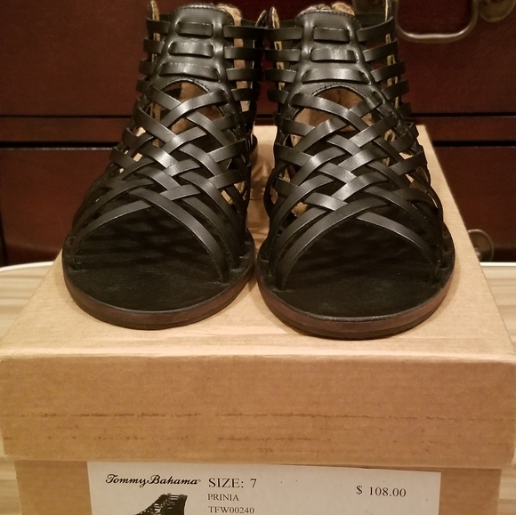 NEW Tommy Bahama Leather Flat Shoes in Black - Picture 6 of 6